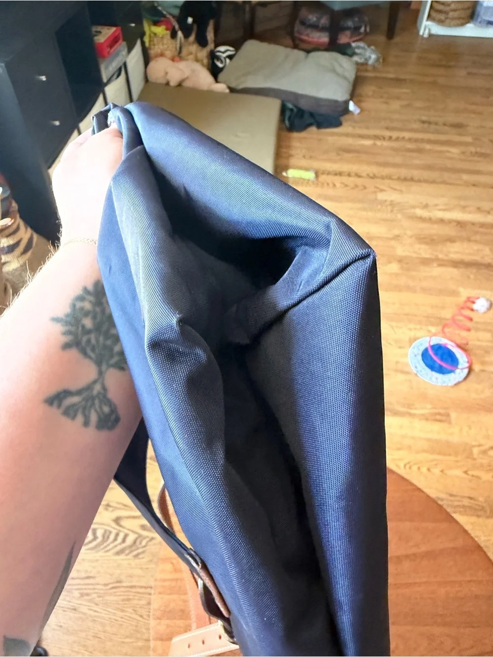 Bric's Navy Tote with Tan Leather Straps